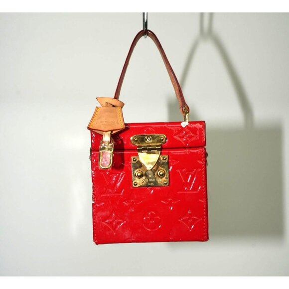 Louis Vuitton LV Monogram Vernis Bleecker Box Shoulder Bag Red Women's w/ DAMAGE - Picture 1 of 9